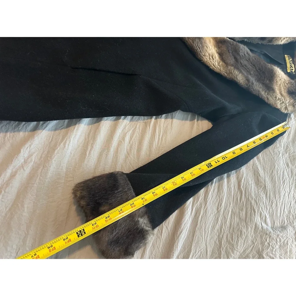 Unreal Fur Vintage 80's Black Coat Faux Fur Wool Blend Women 12/Large - Picture 7 of 10